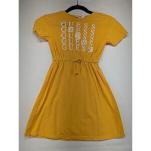 Girls Guess‎ Yellow Short Sleeve Drawstring Waist T Shirt Dress Size 6X